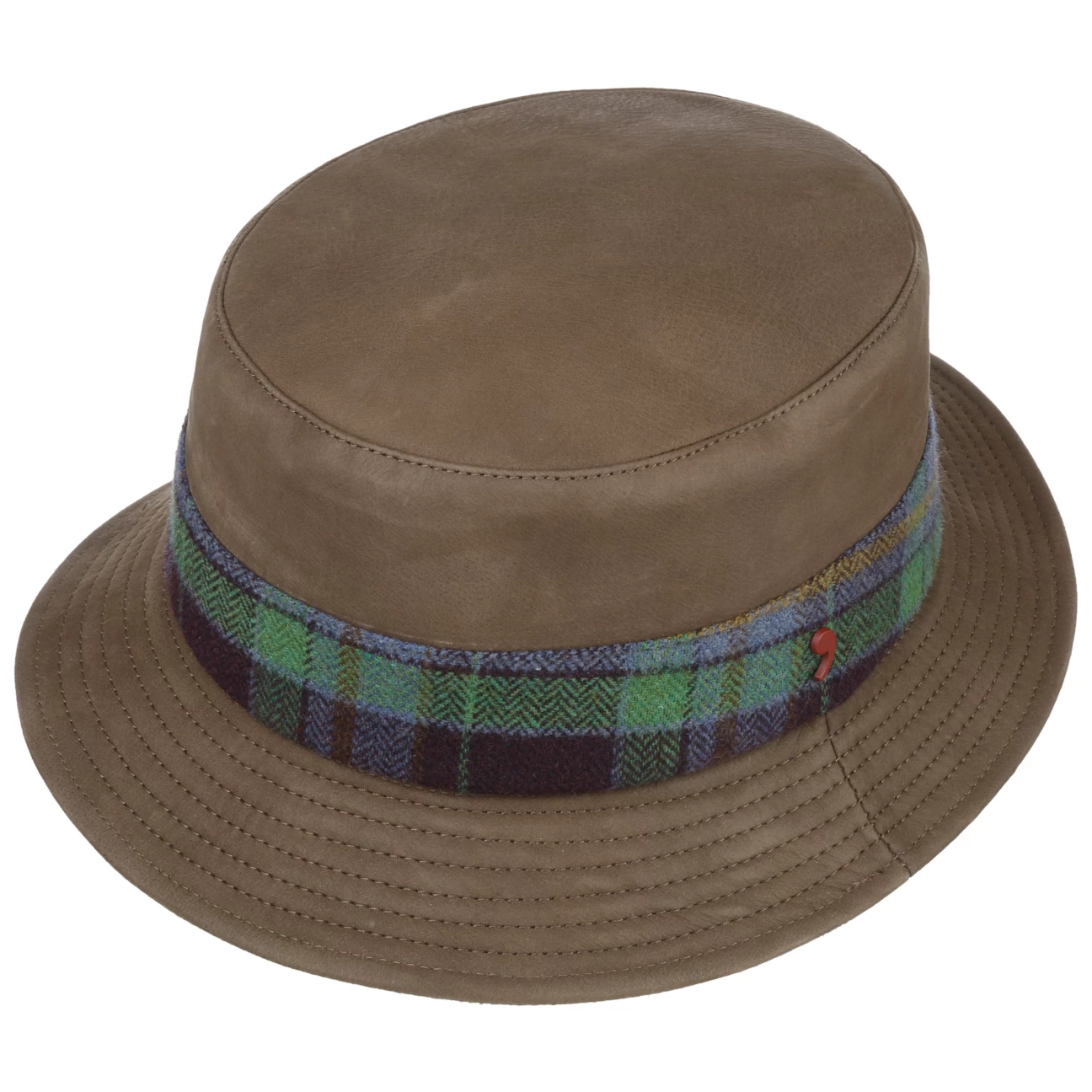 Max Bucket Lederhut Mit Karoband By Alfonso DEste 2 Max Bucket Lederhut Mit Karoband By Alfonso DEste – Bild 2